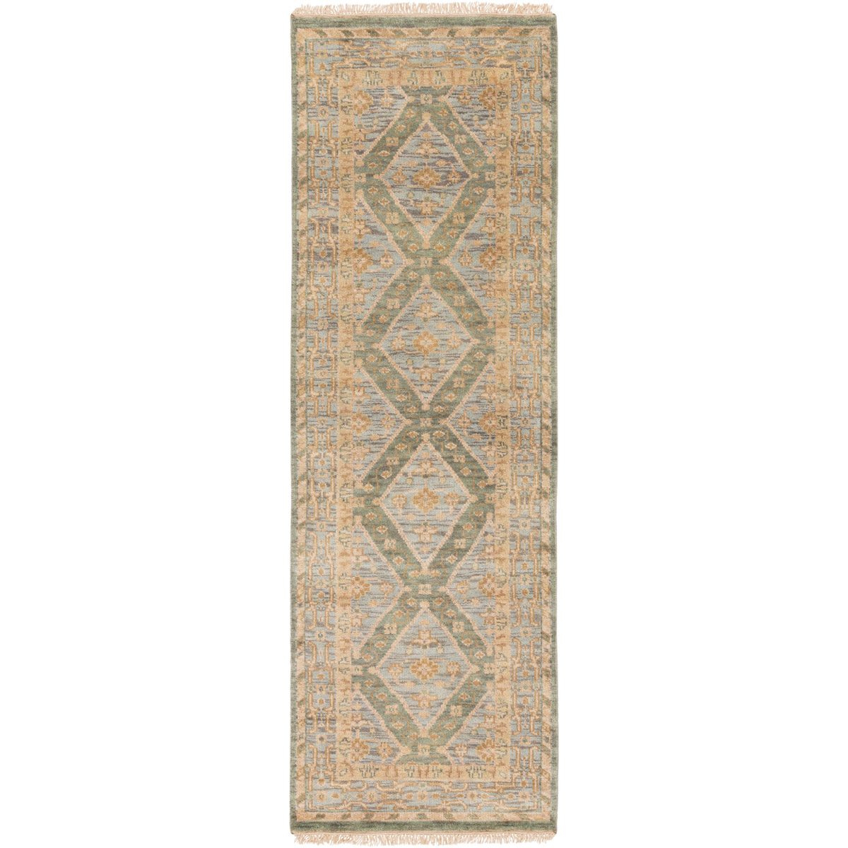 Zeus 96 X 30 inch Sage/Denim/Khaki/Camel Rugs, Wool