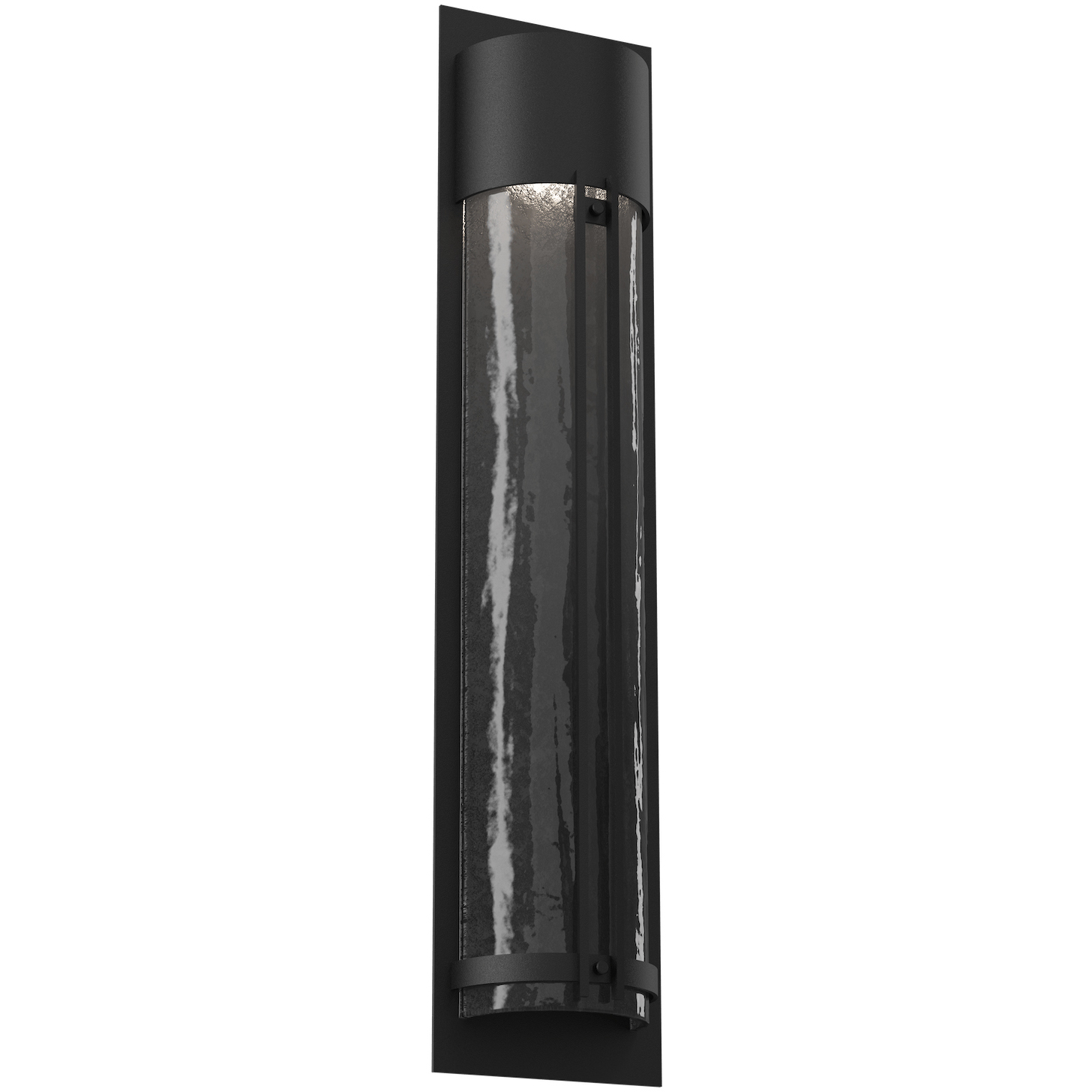 Outdoor Round Motif LED 31 inch Textured Black Outdoor Sconce in 3000K LED, Smoke Granite, Tall Round