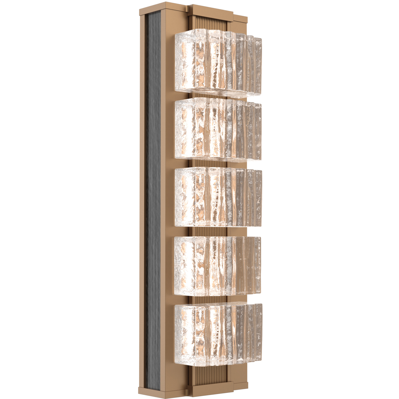 Tessera Sconce Wall Light in 2700K LED, Novel Brass with Dark Oak, Wave Cast, Small