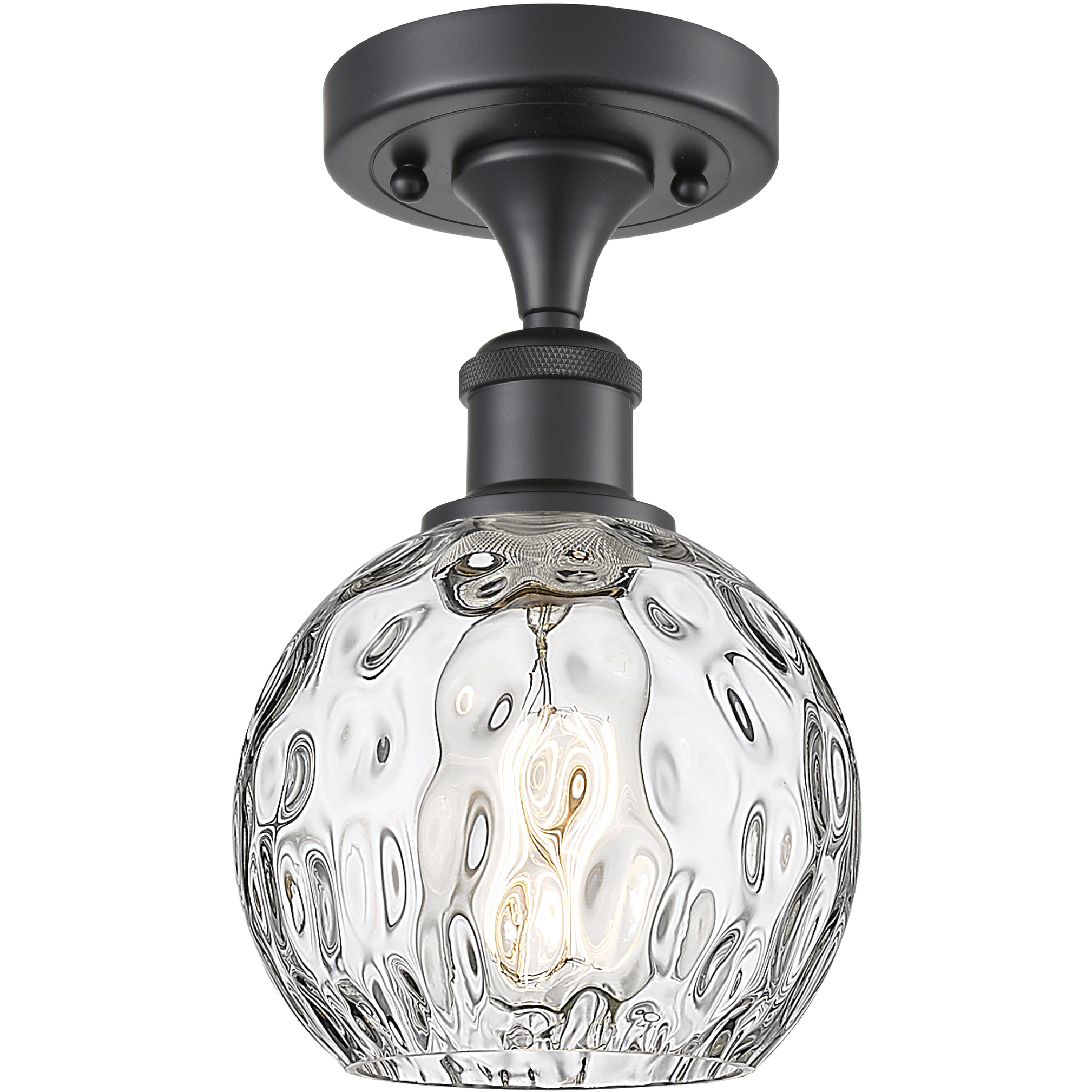 Edison Athens Water Glass 1 Light 6 inch Matte Black Semi-Flush Mount Ceiling Light