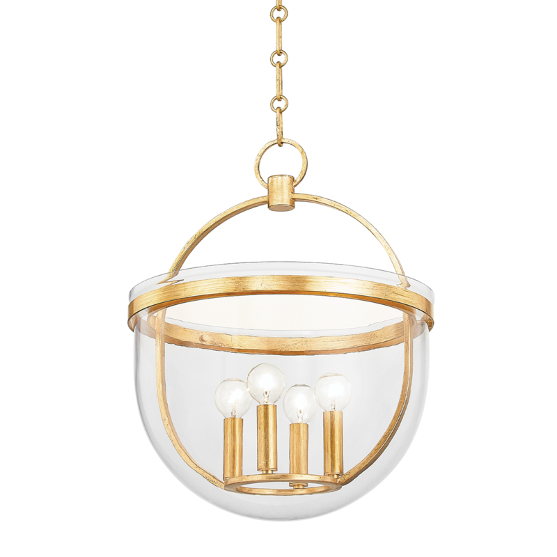 Malloy 4 Light 15.5 inch Vintage Gold Leaf Hanging Lantern Ceiling Light