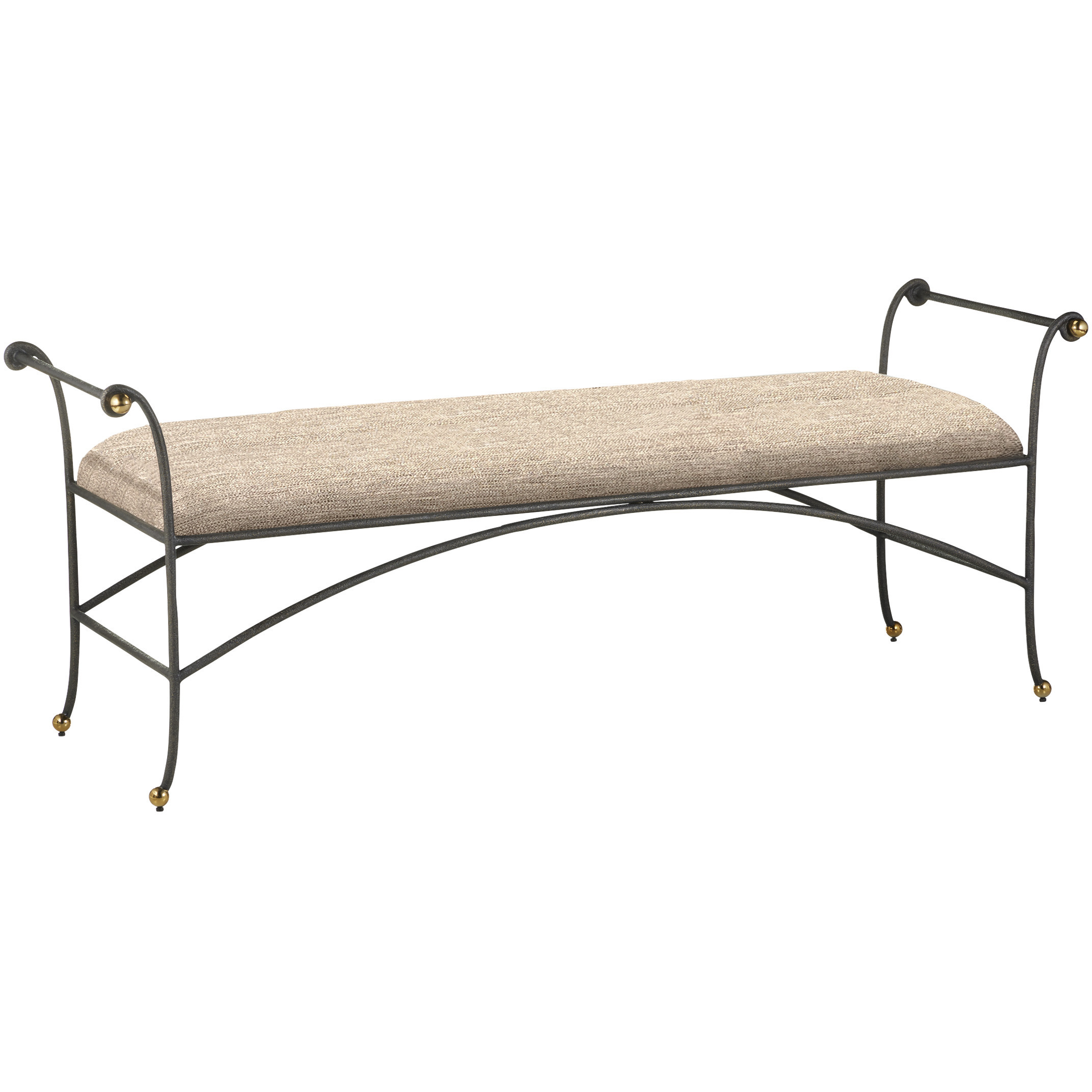 Mabel Antique Black and Polished Brass Bench