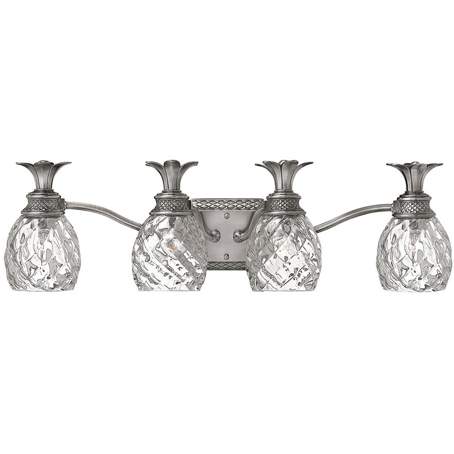 Plantation 4 Light 29 inch Polished Antique Nickel Vanity Light Wall Light