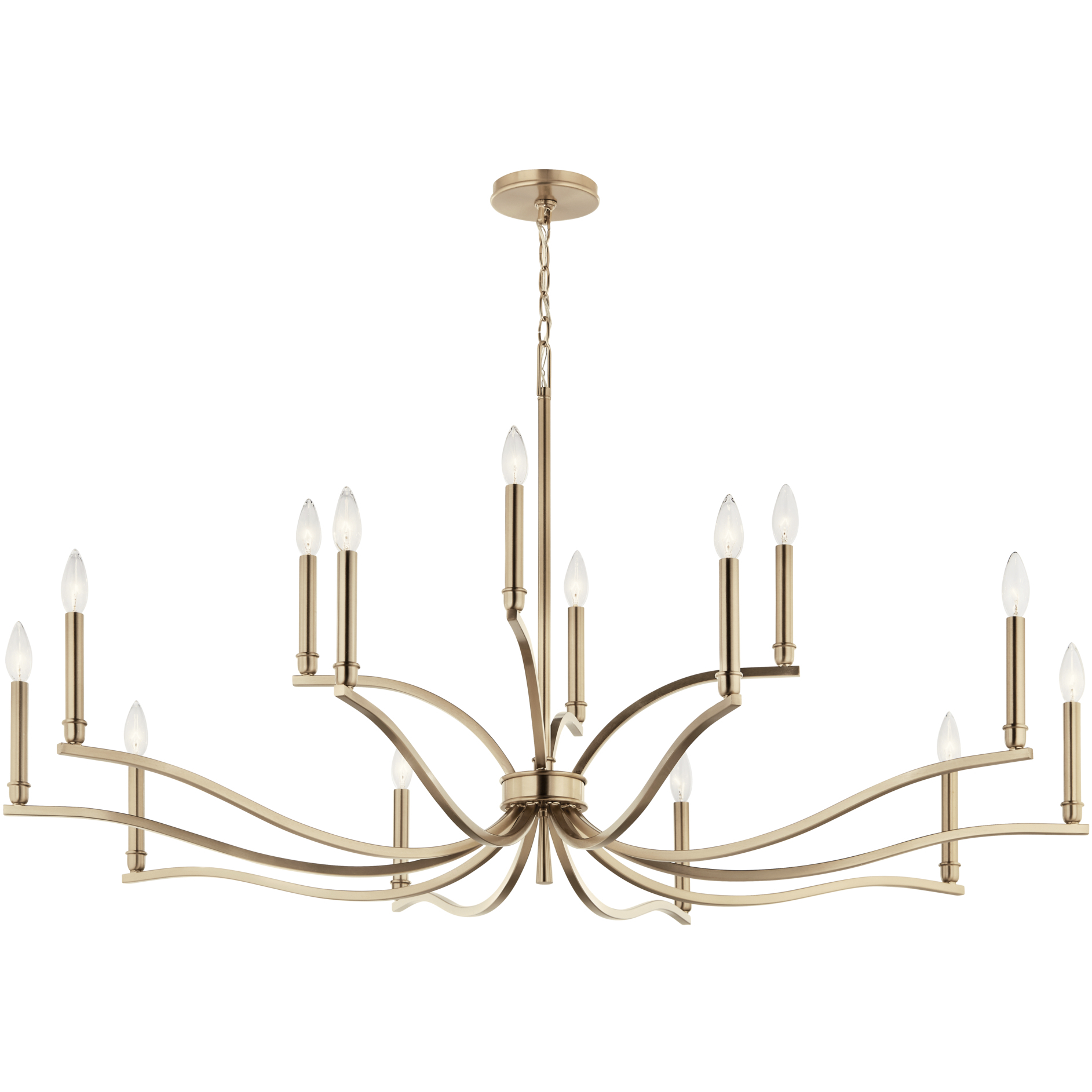 Malene 14 Light Champagne Bronze Chandelier Ceiling Light, 2 Tier Large