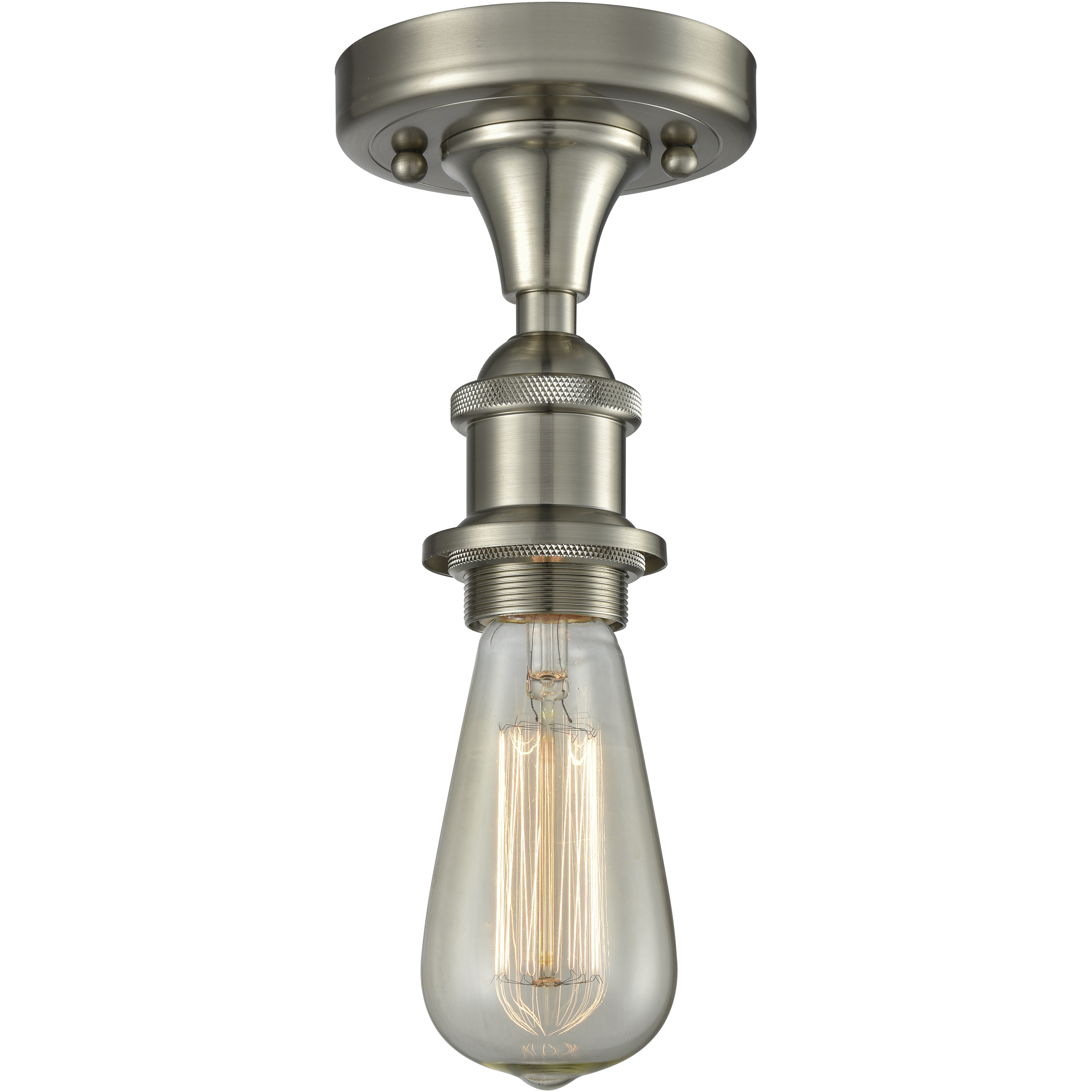 Edison Bare Bulb 1 Light 2 inch Brushed Satin Nickel Semi-Flush Mount Ceiling Light