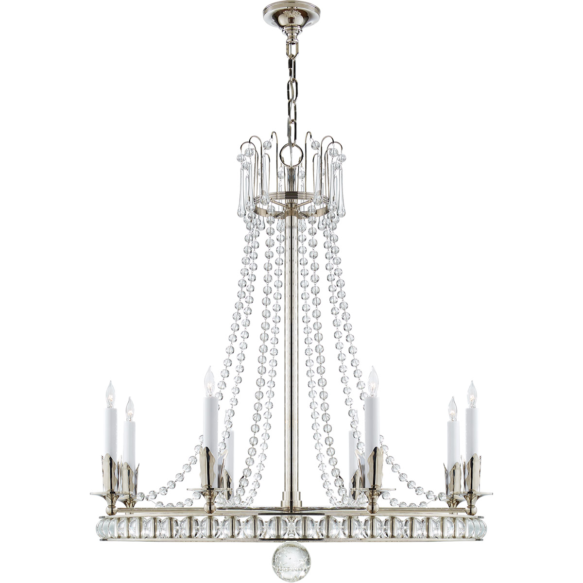 Joe Nye Regency 8 Light 31 inch Polished Nickel Chandelier Ceiling Light, Large