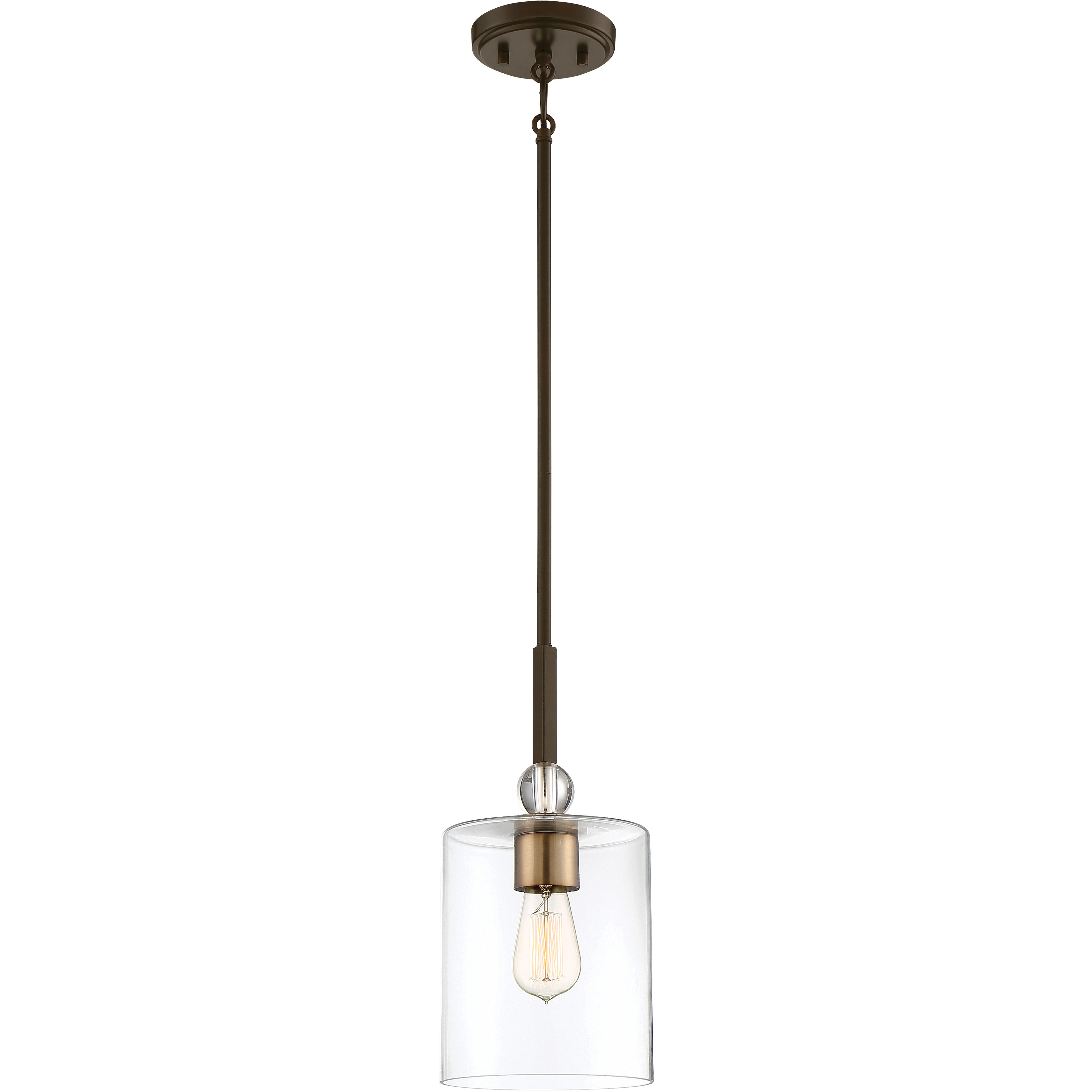 Studio 5 1 Light 7 inch Painted Bronze/Natural Brush Mini Pendant Ceiling Light