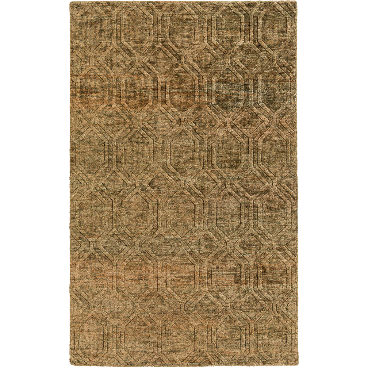 Galloway 96 X 60 inch Grass Green, Khaki, Dark Brown Rug