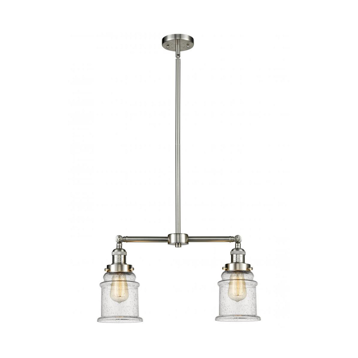 Franklin Restoration Canton 2 Light 21 inch Brushed Satin Nickel Chandelier Ceiling Light in Seedy Glass, Franklin Restoration