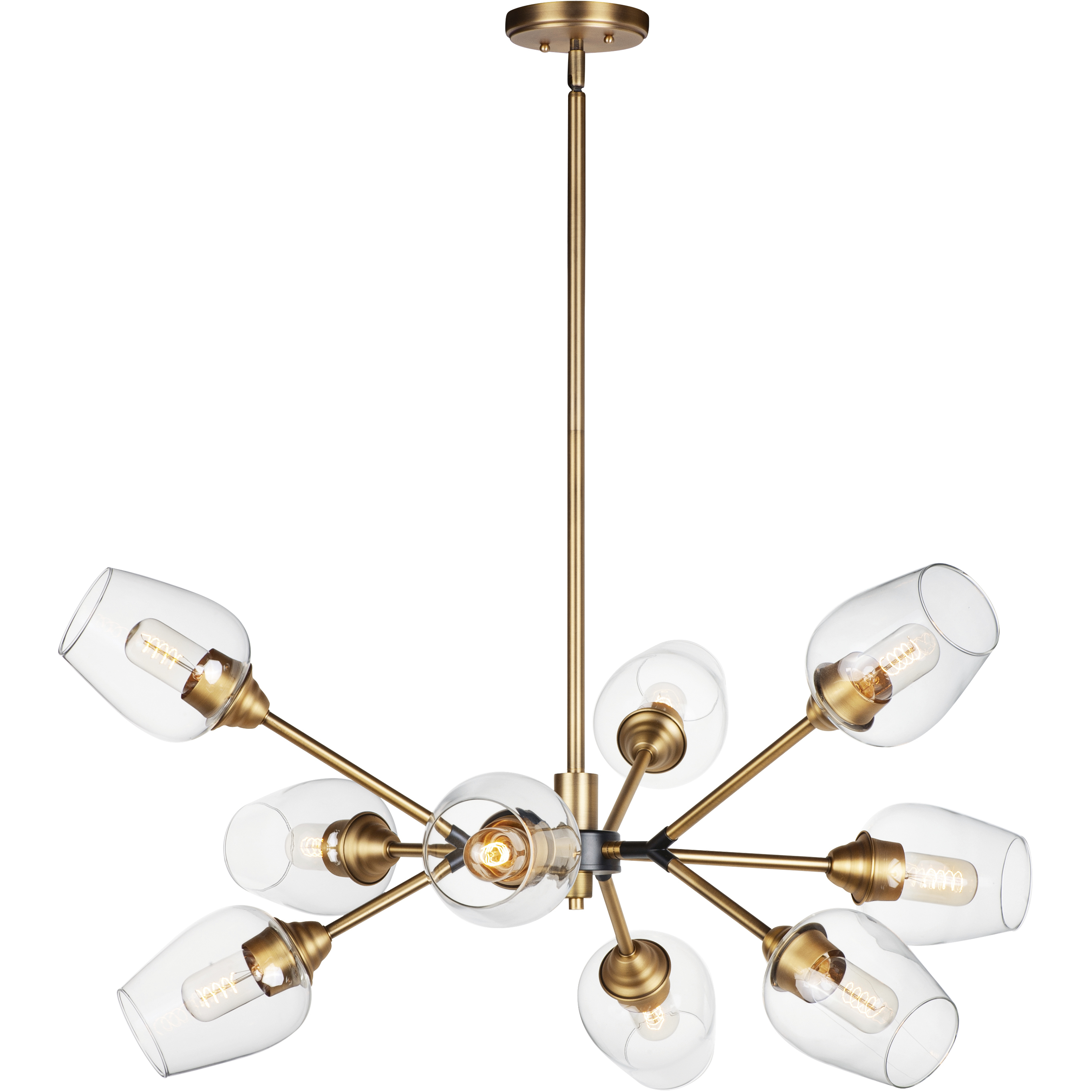 Savvy LED 37 inch Antique Brass and Black Chandelier Ceiling Light
