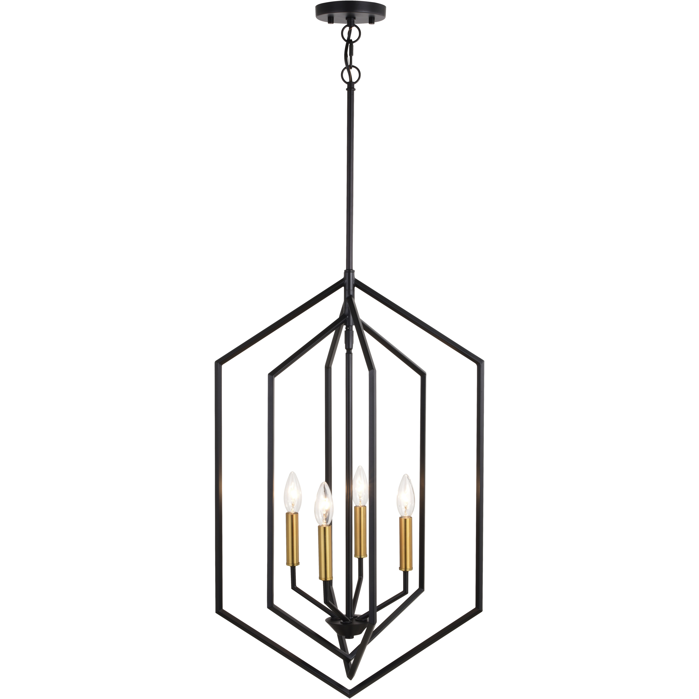 Riley LED 18 inch Black and Satin Brass Pendant Ceiling Light