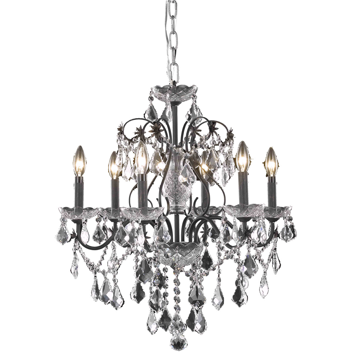 St. Francis 6 Light 24 inch Dark Bronze Dining Chandelier Ceiling Light in Royal Cut