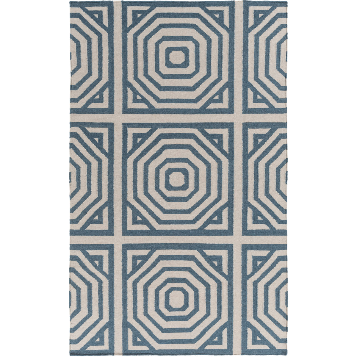 Rivington 72 X 48 inch Blue and Neutral Area Rug, Wool and Cotton