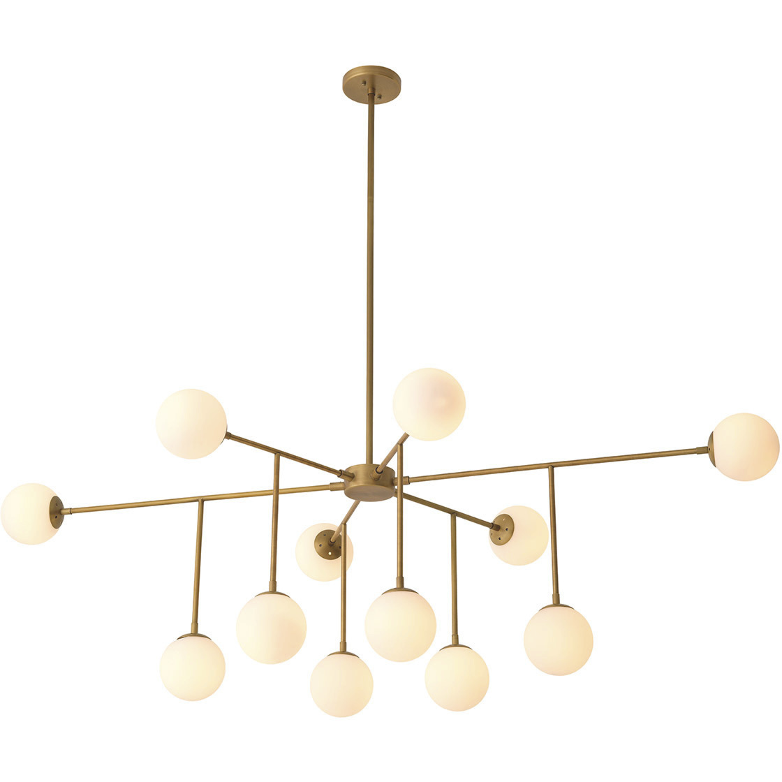 Aram 12 Light 47.24 inch Antique Brass and White Glass Chandelier Ceiling Light
