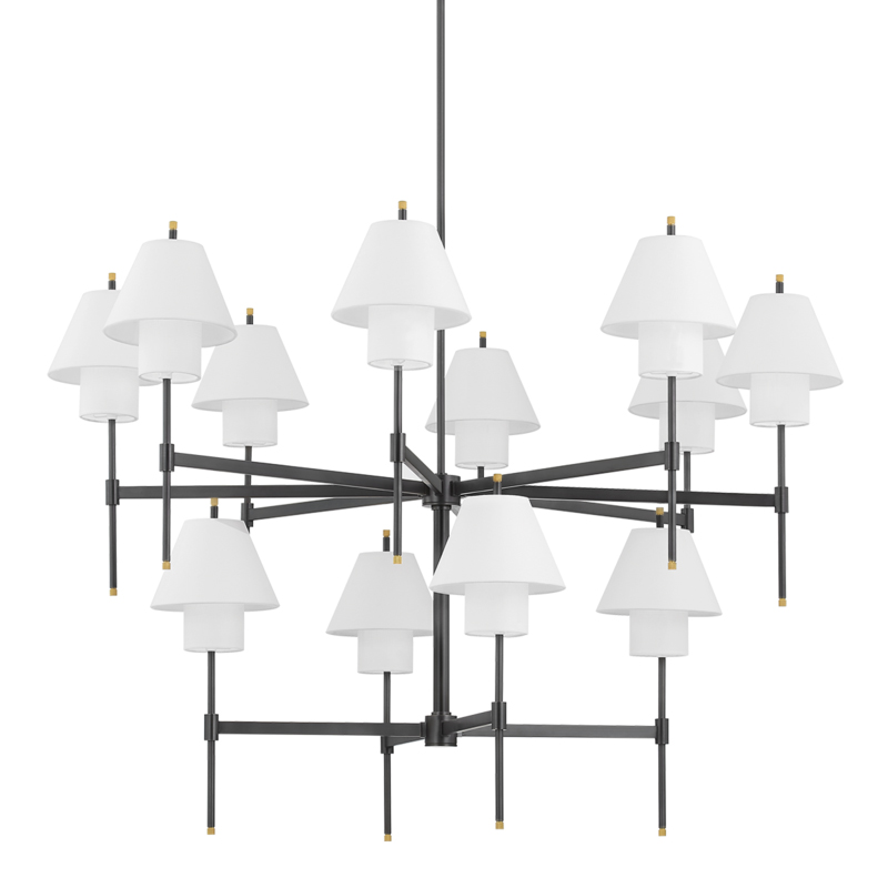 Glenmoore 12 Light 48.5 inch Aged Brass and Distressed Bronze Chandelier Ceiling Light