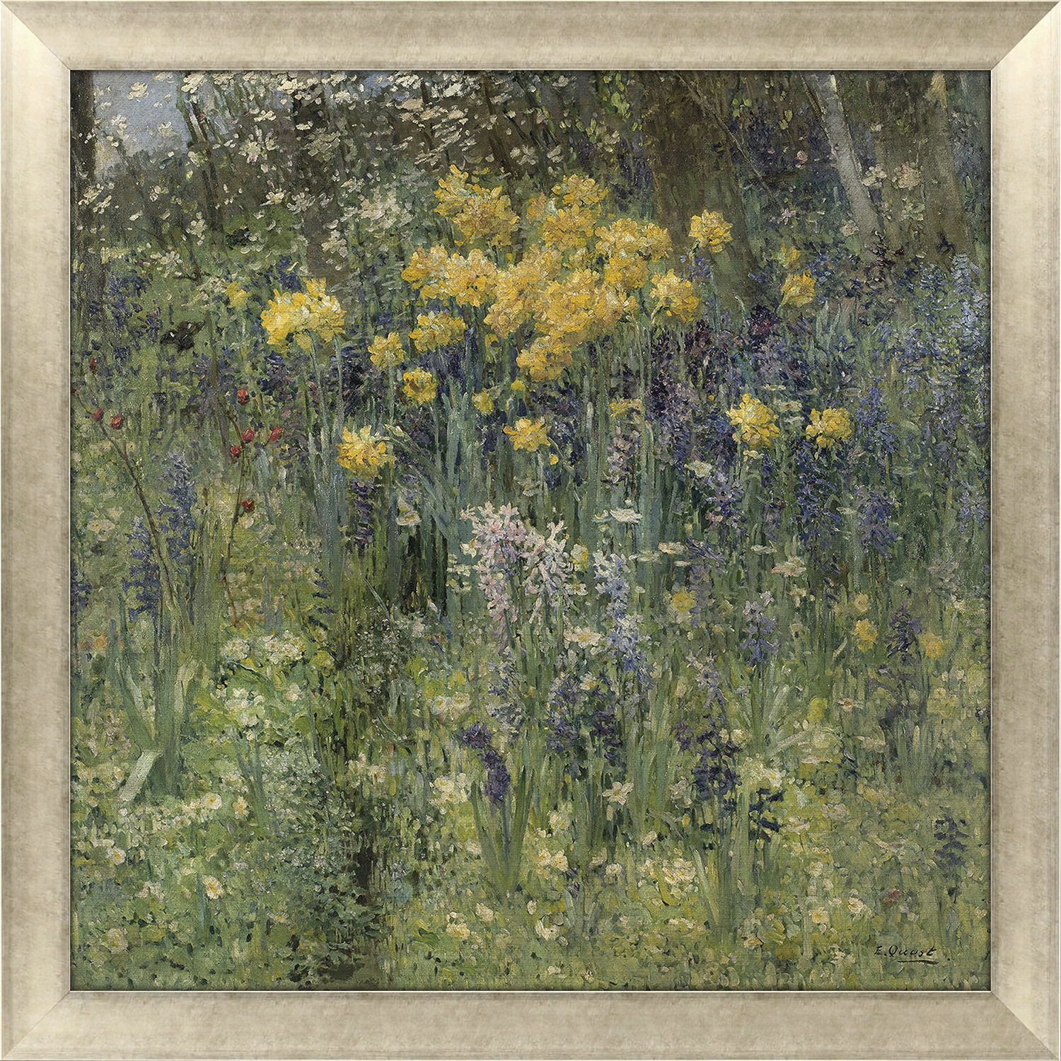 Landscapes Green and Multi and Purple and Yellow Framed Art