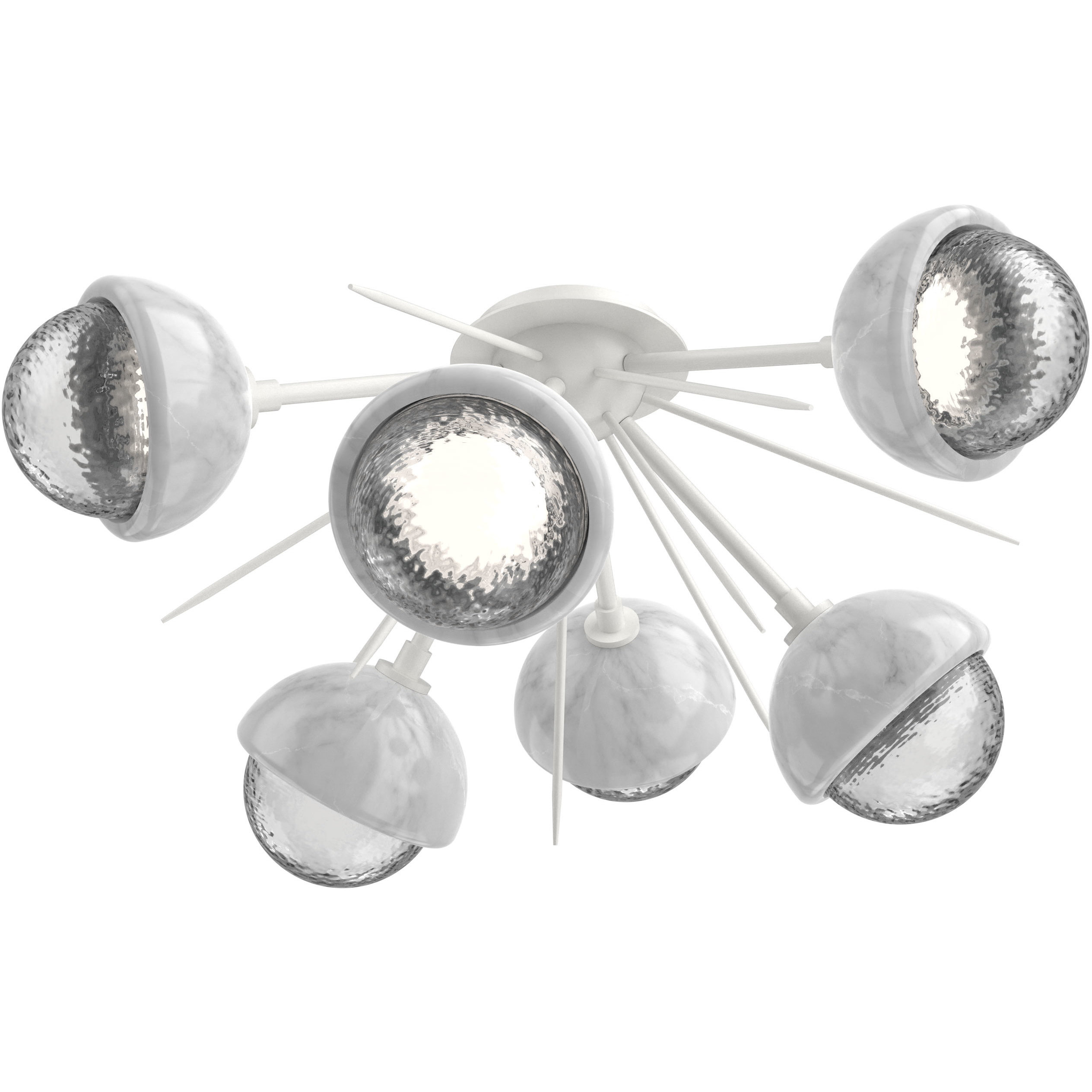 Cabochon LED 27.8 inch Salt White with White Marble Flush Mount Ceiling Light in 3000K LED, Clear, Startburst