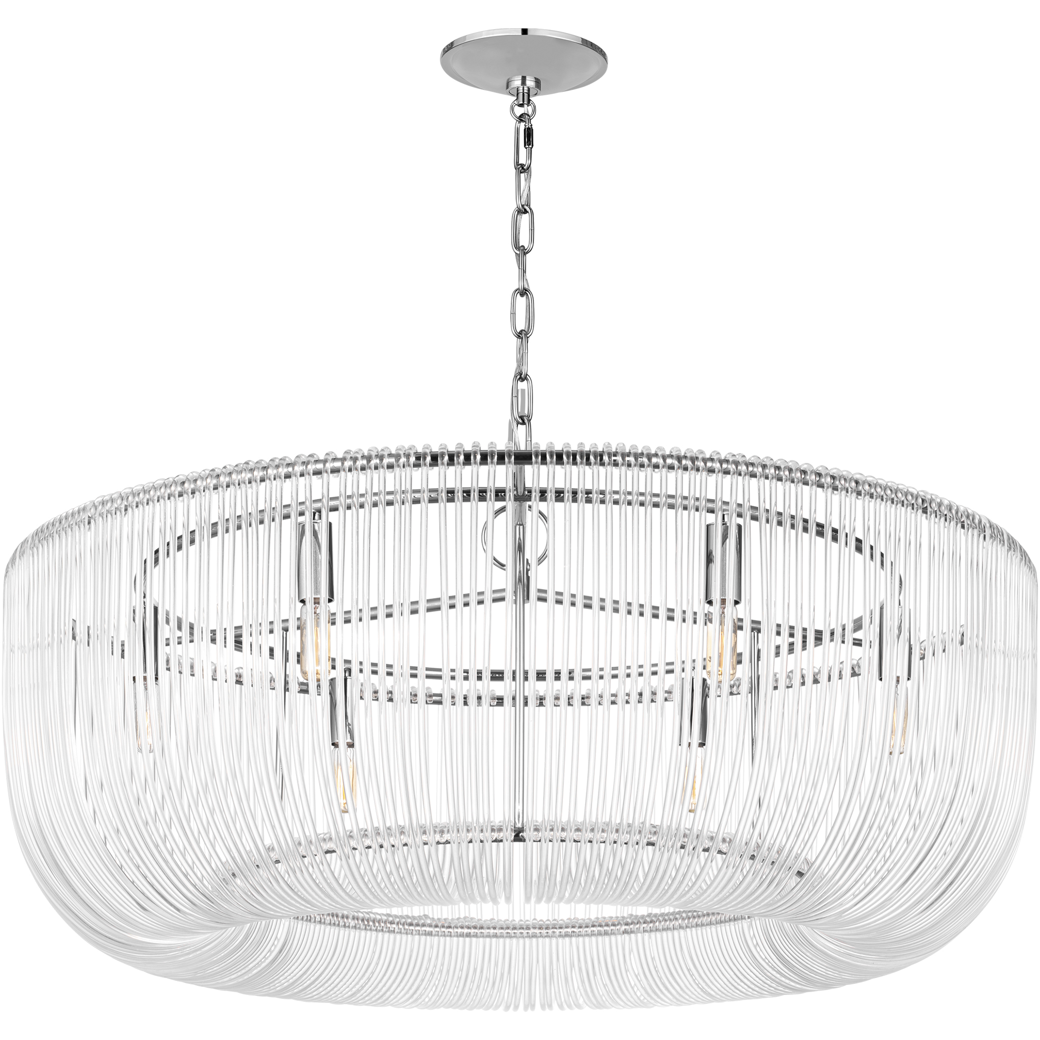 C&M by Chapman & Myers Pierce 6 Light 36 inch Polished Nickel Pendant Ceiling Light