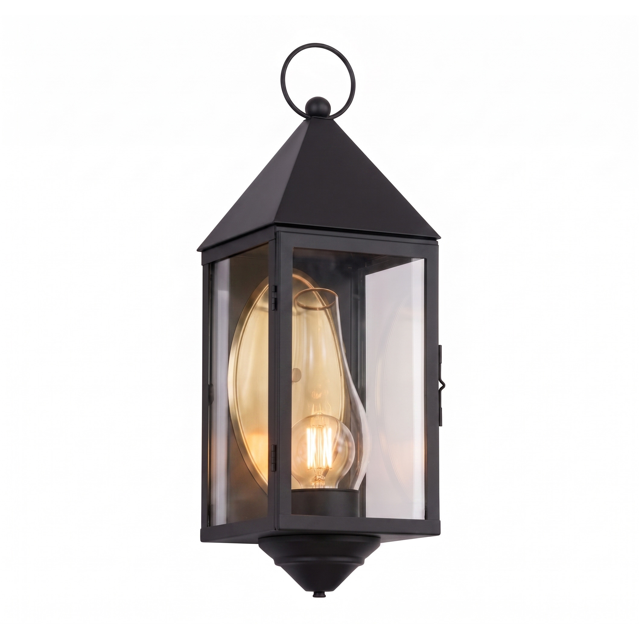 Ashford 1 Light 23 inch Matte Black Outdoor Sconce in Clear Glass, No Wire Pattern, Brass Traditions by Innovations Lighting