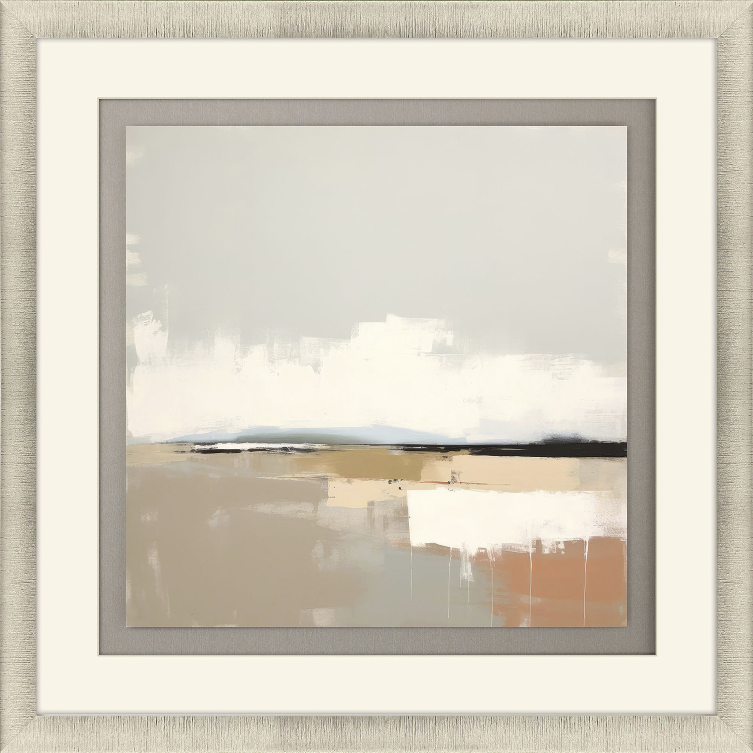 Soothing Serenity White and Beige and Black and Brown Framed Art