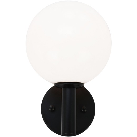 Cosmo 1 Light 5.88 inch Black Wall Sconce Wall Light in Black and Opal Glass