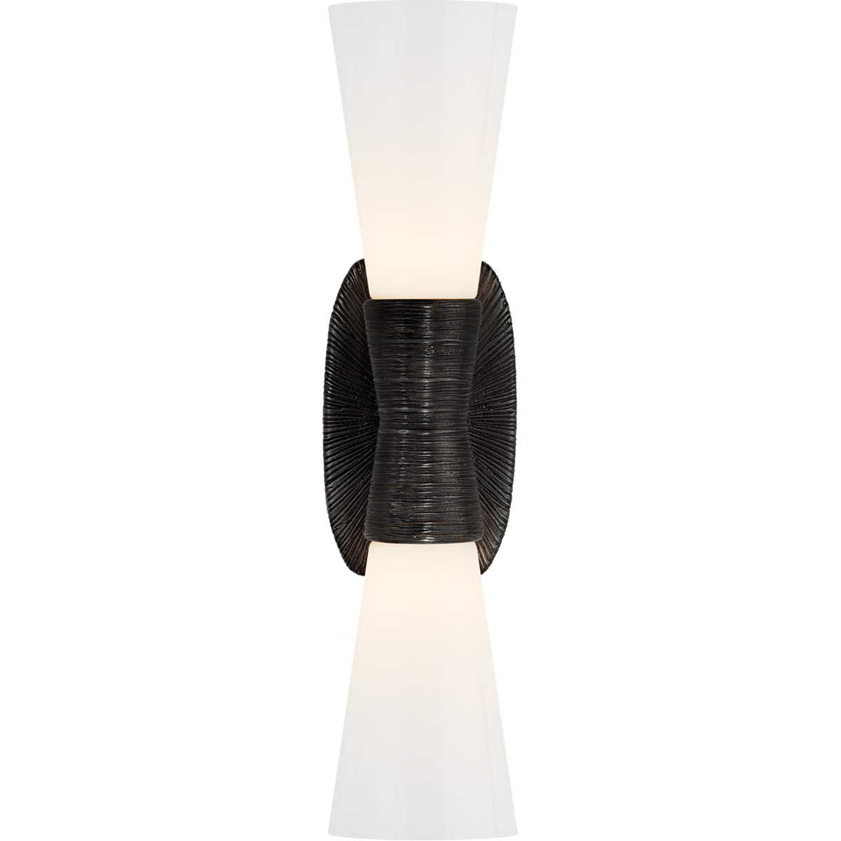 Visual Comfort Kelly Wearstler Utopia 2 Light 5 inch Aged Iron Bath Sconce Wall Light, Kelly Wearstler, Small, Double, White Glass KW2047AI-WG - Open Box