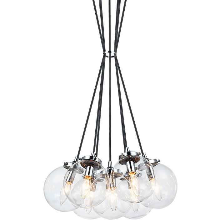 The Bougie 7 Light 17.75 inch Chrome Pendant Ceiling Light in Chrome and Clear