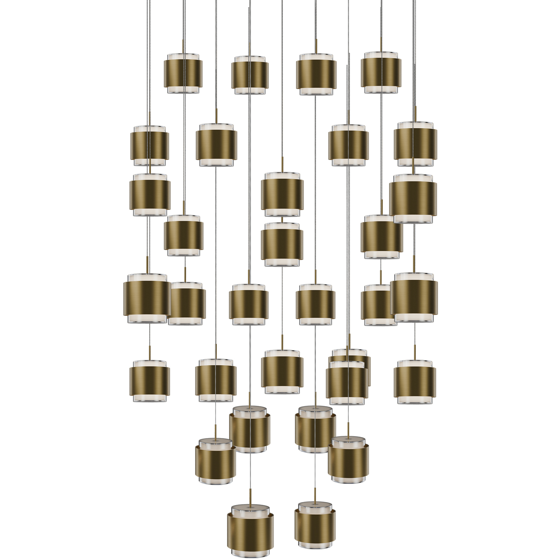 Banded LED 37 inch Aged Brass Chandelier Ceiling Light, dweLED