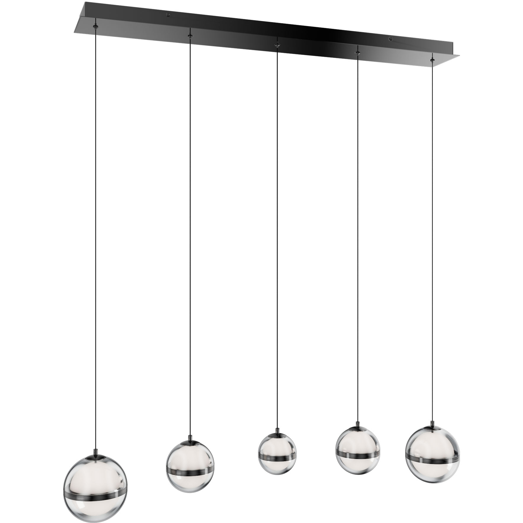 Cyllindra LED 7 inch Black Chrome Chandelier Ceiling Light in Black/Chrome, dweLED