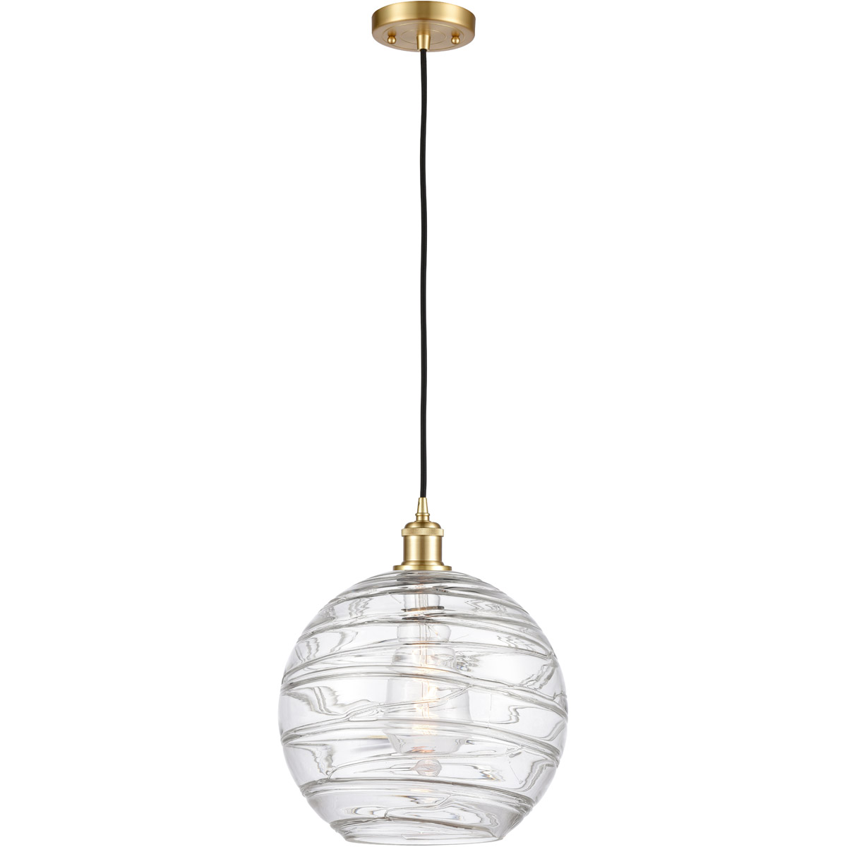 Ballston X-Large Deco Swirl 1 Light 12 inch Satin Gold Mini Pendant Ceiling Light, Ballston