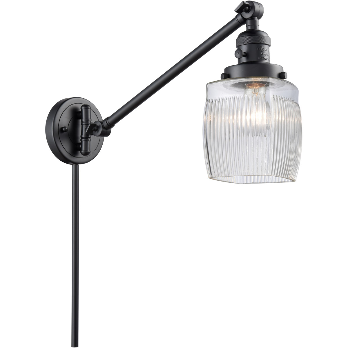 Colton 30 inch 3.50 watt Matte Black Swing Arm Wall Light, Franklin Restoration