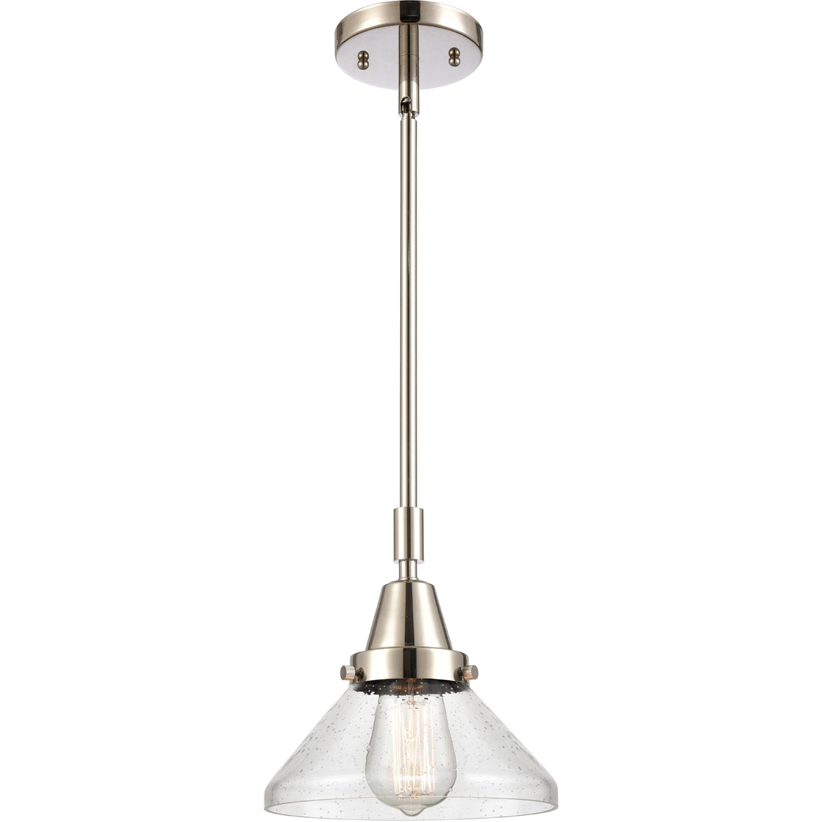 Franklin Restoration Caden 1 Light 8 inch Polished Nickel Mini Pendant Ceiling Light in Seedy Glass