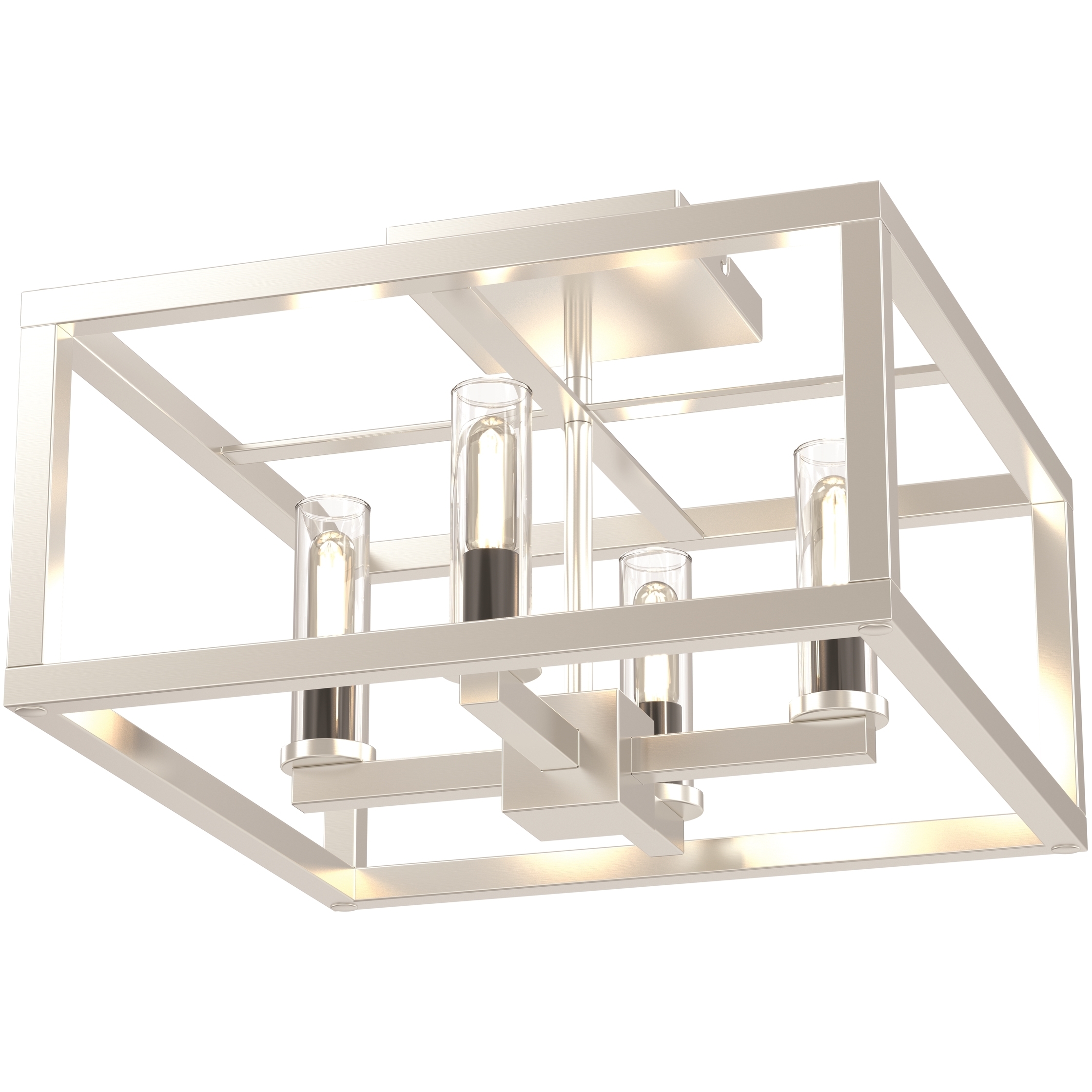 Sambre 4 Light 13.75 inch Multiple Finishes and Buffed Nickel Semi-flush Mount Ceiling Light in Clear Glass
