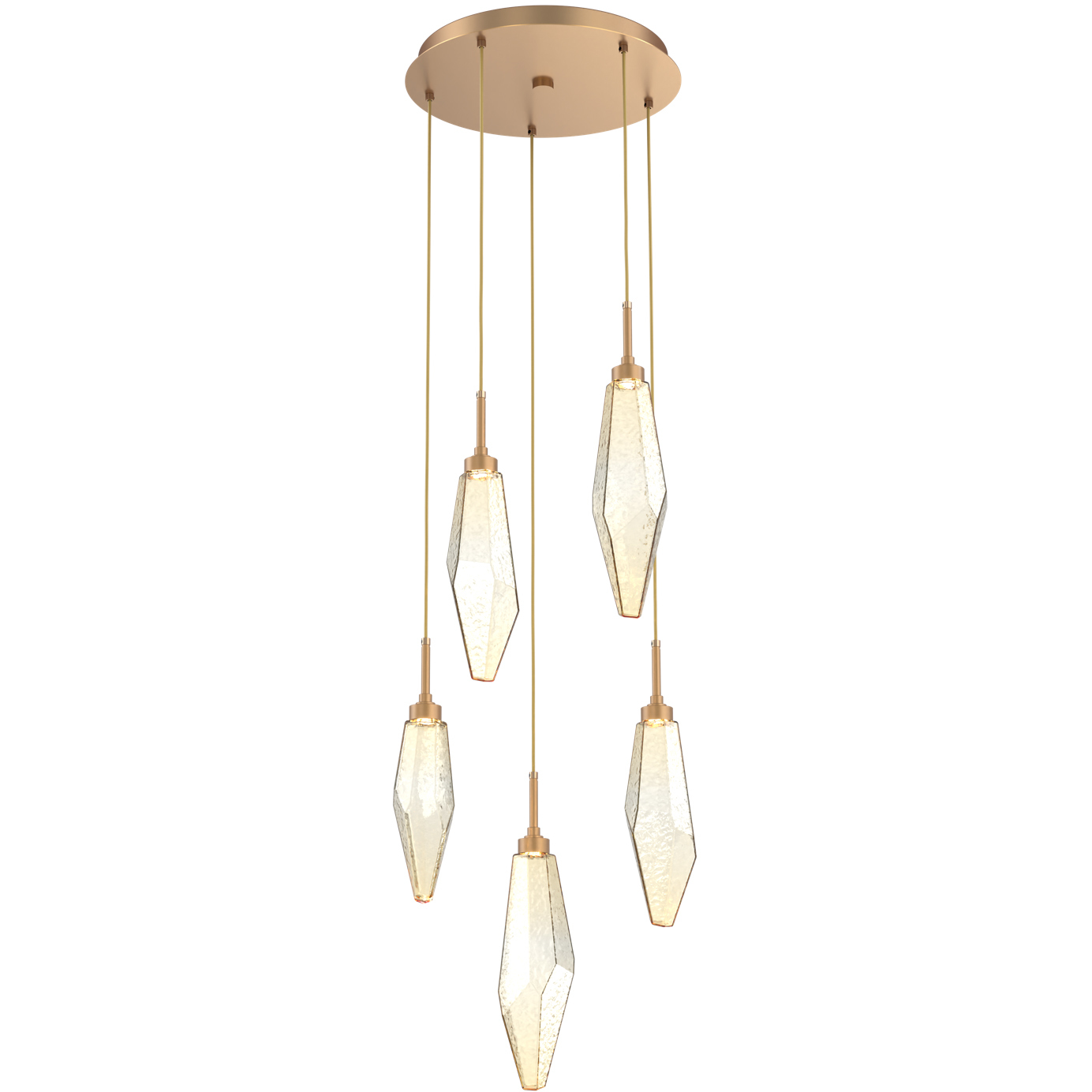 Rock Crystal LED 18.4 inch Novel Brass Chandelier Ceiling Light in Chilled Amber, 2700K LED, Round Multi-Port