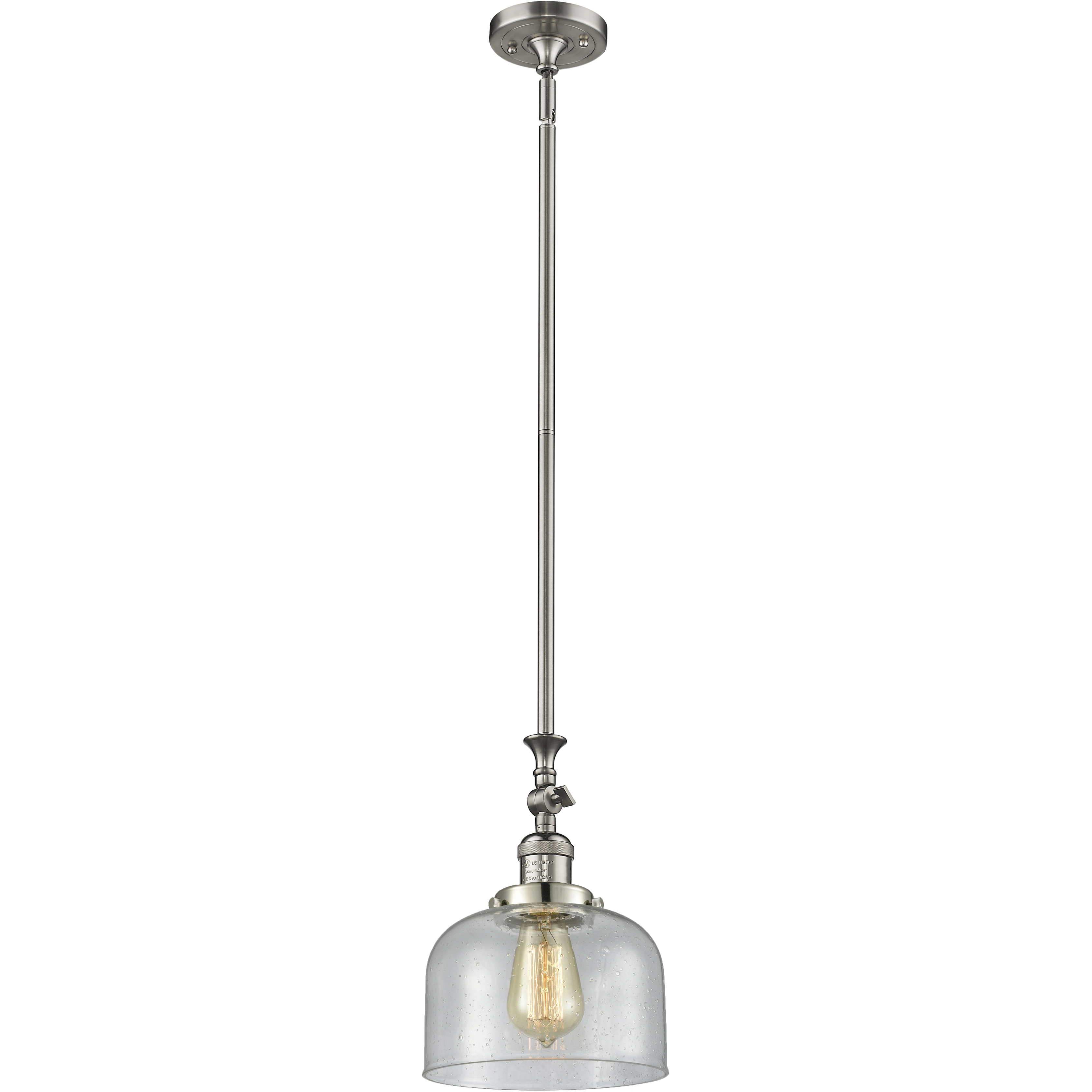 Franklin Restoration Bell LED 8 inch Brushed Satin Nickel Mini Pendant Ceiling Light in Seedy, Franklin Restoration