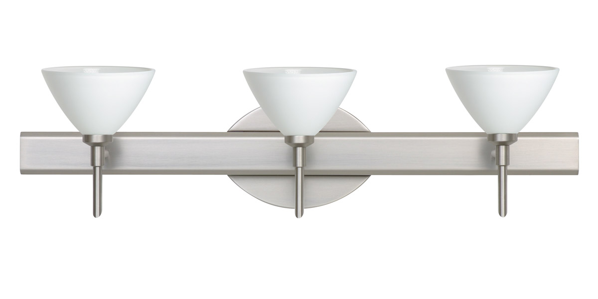 Domi LED 23 inch Satin Nickel Vanity Lighting Wall Light in White Glass