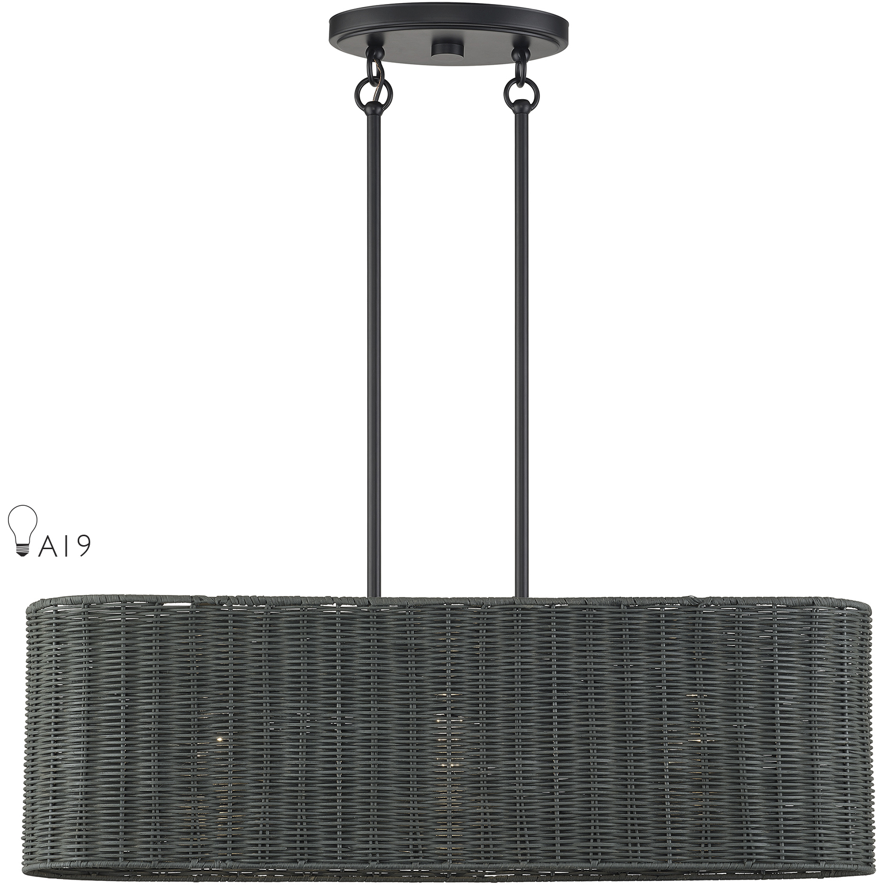 Weavington 3 Light 30 inch Black Linear Chandelier Ceiling Light, Medium