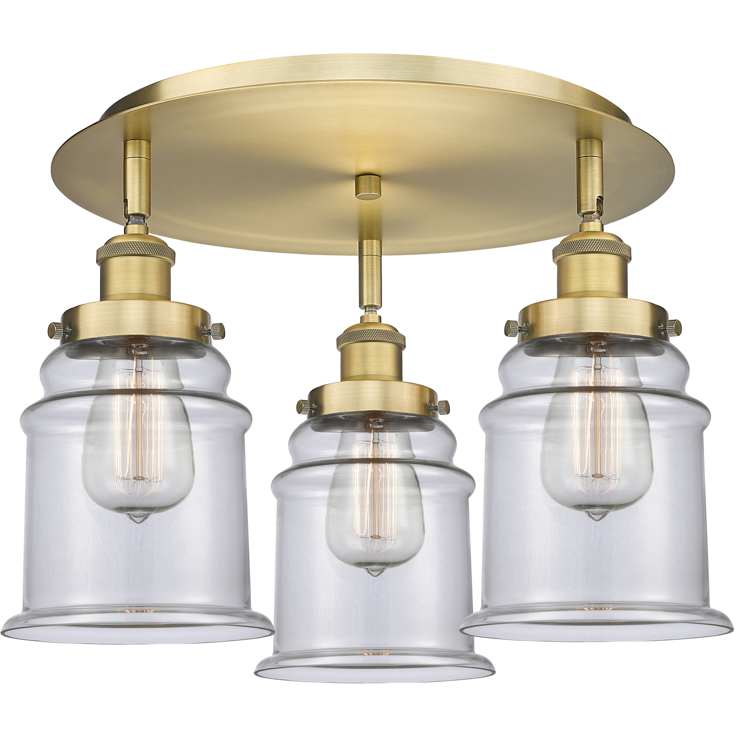 Canton 3 Light 17.75 inch Brushed Brass Flush Mount Ceiling Light in Clear
