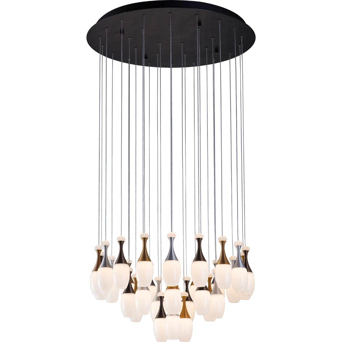 La Botella 29 Light 30 inch Deep Taupe / Brushed Aluminum / Brushed Gold Chandelier Ceiling Light