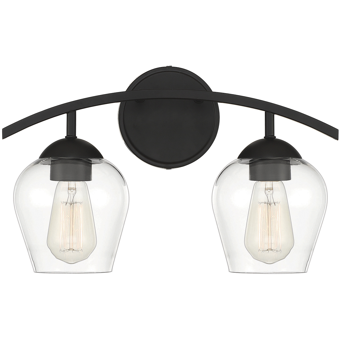 Transitional 2 Light 16 inch Matte Black Bathroom Vanity Light Wall Light