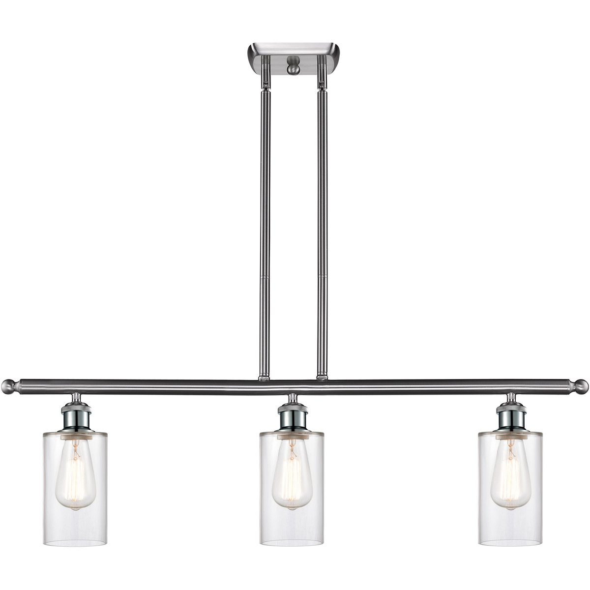 Ballston Clymer 3 Light 36 inch Brushed Satin Nickel Island Light Ceiling Light in Clear Glass, Ballston
