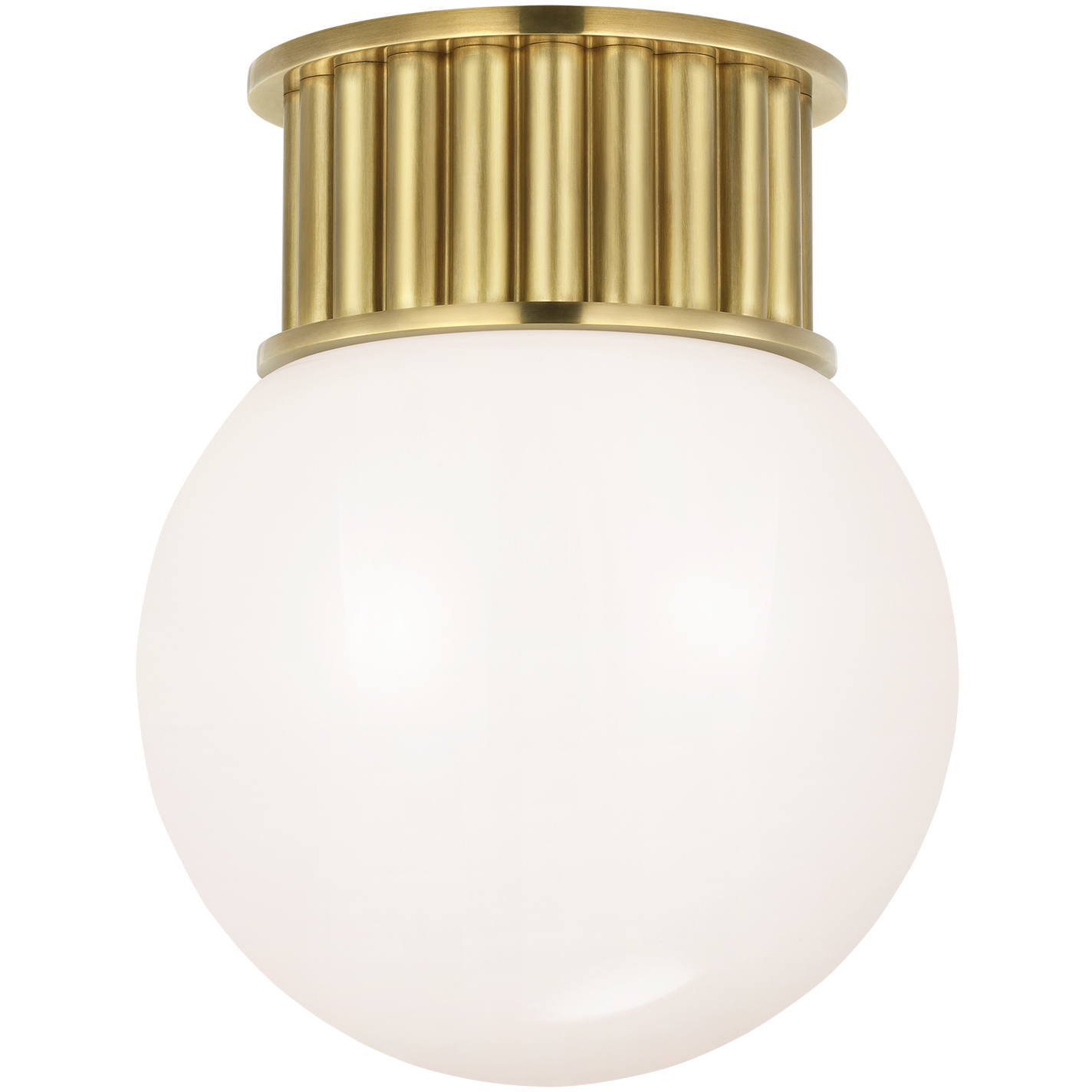 Chapman & Myers Nolan LED 9 inch Antique-Burnished Brass Flush Mount Ceiling Light in White Glass