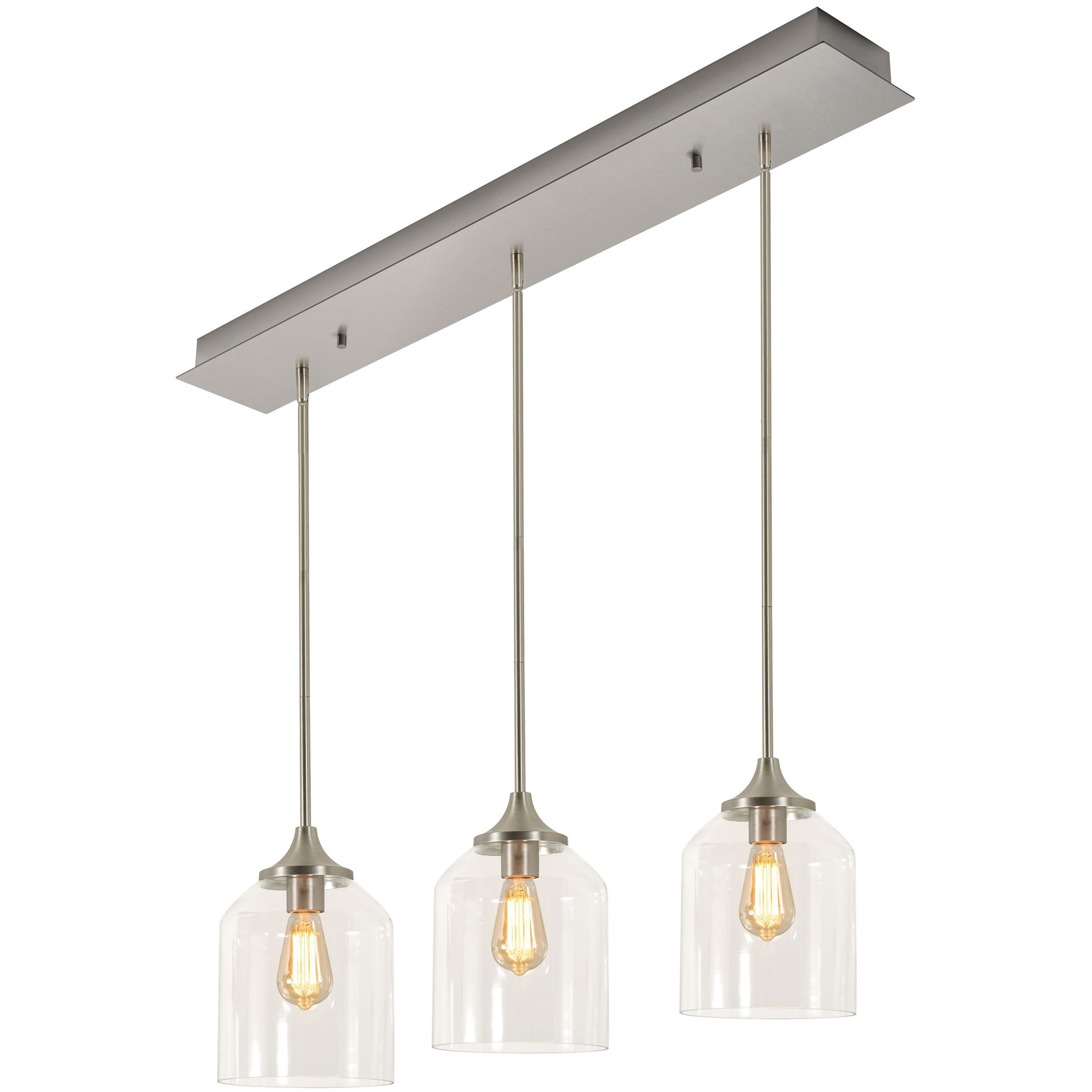 William 3 Light 7.87 inch Satin Nickel Linear Pendant Ceiling Light