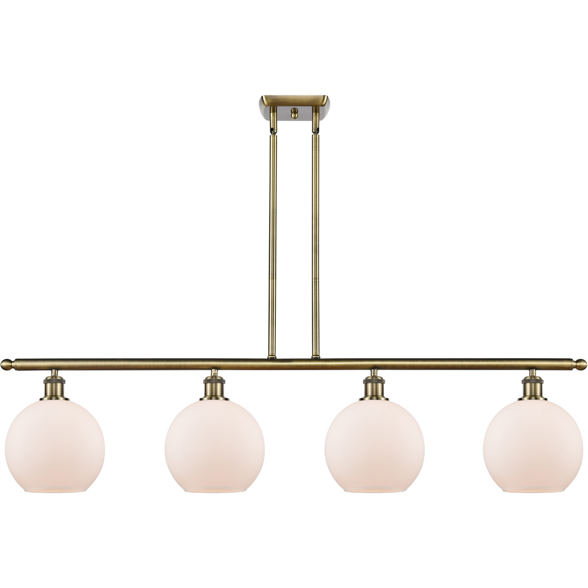Ballston Athens LED 48 inch Antique Brass Island Light Ceiling Light in Matte White Glass, Ballston