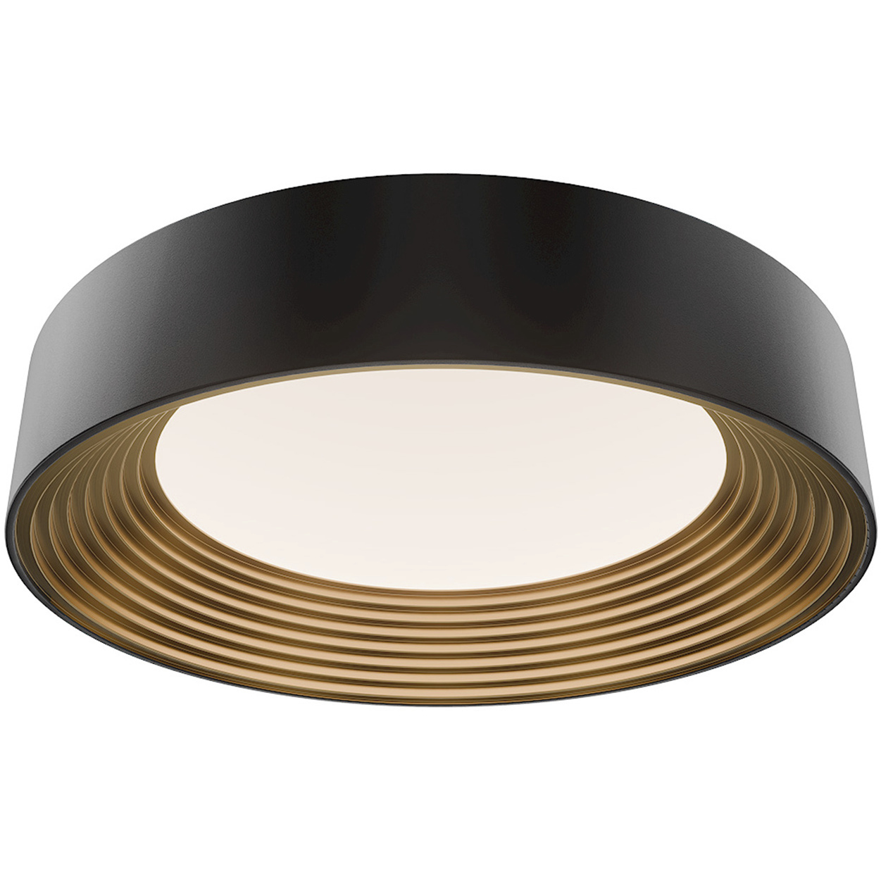 Gaston LED 17.8 inch Black Gold Flush Mount Ceiling Light in Black Gold Leaf, dweLED