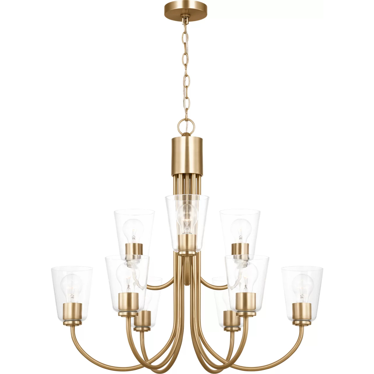Miles 9 Light 29 inch Satin Brass Chandelier Ceiling Light