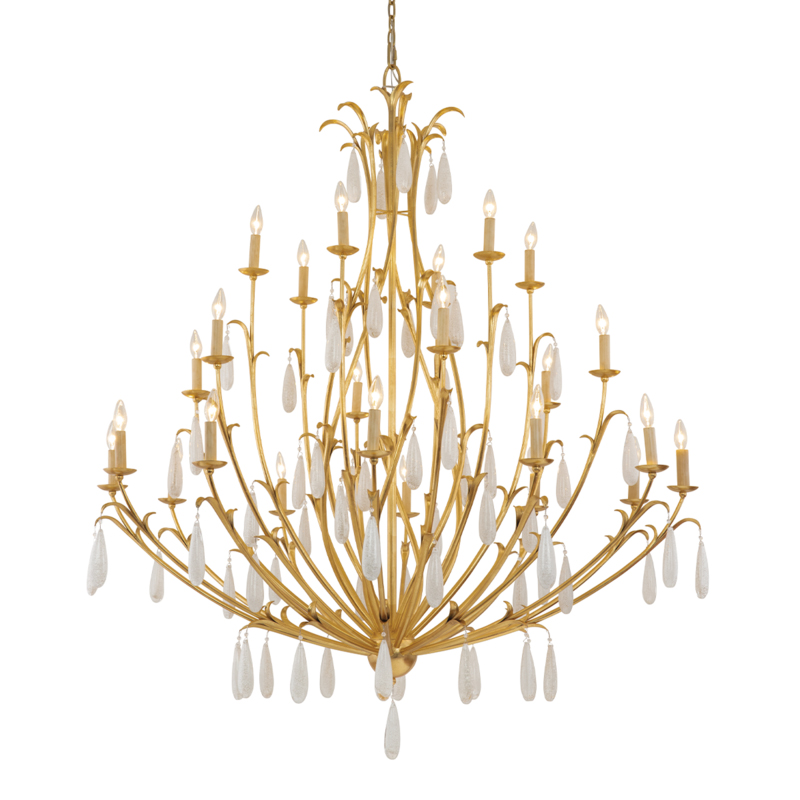 Prosecco 24 Light 60 inch Gold Leaf Chandelier Ceiling Light