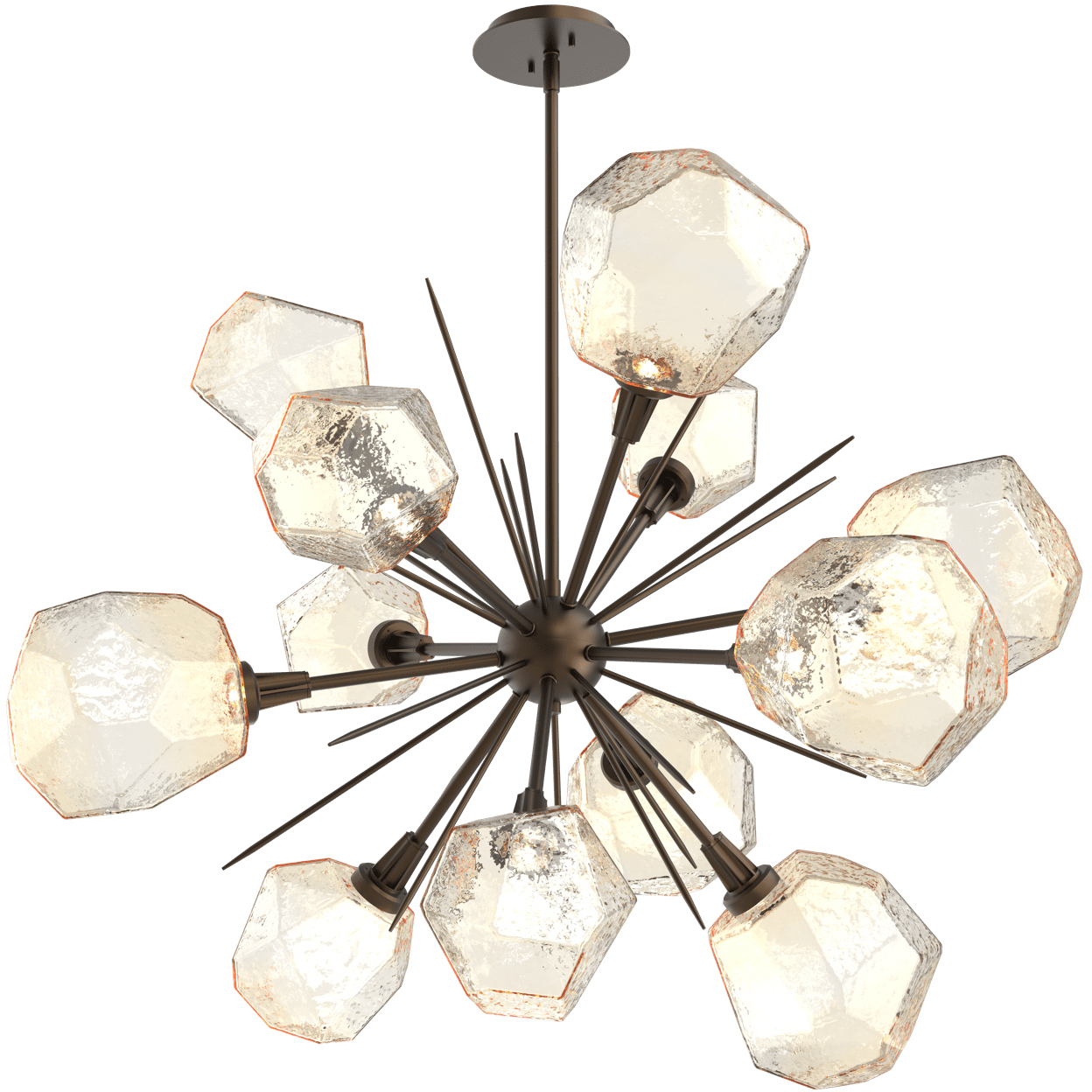 Gem LED 38.4 inch Flat Bronze Chandelier Ceiling Light in 3000K LED, Amber,  Starburst