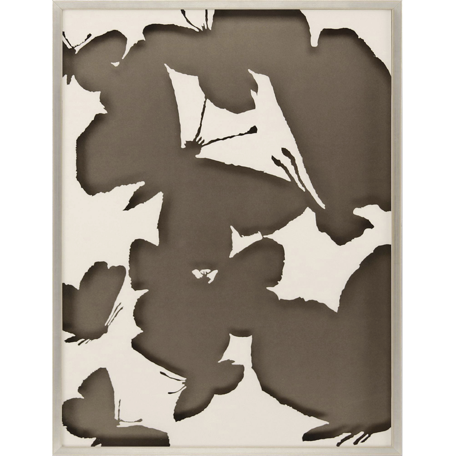 Monochrome Flutter Brown and Metallic Framed Art, The Studio