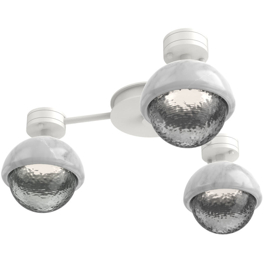 Cabochon Sconce & Flush Mount Wall Light in 3000K LED, Smoke, Salt White with White Marble, Hub & Spoke